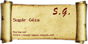 Sugár Géza névjegykártya